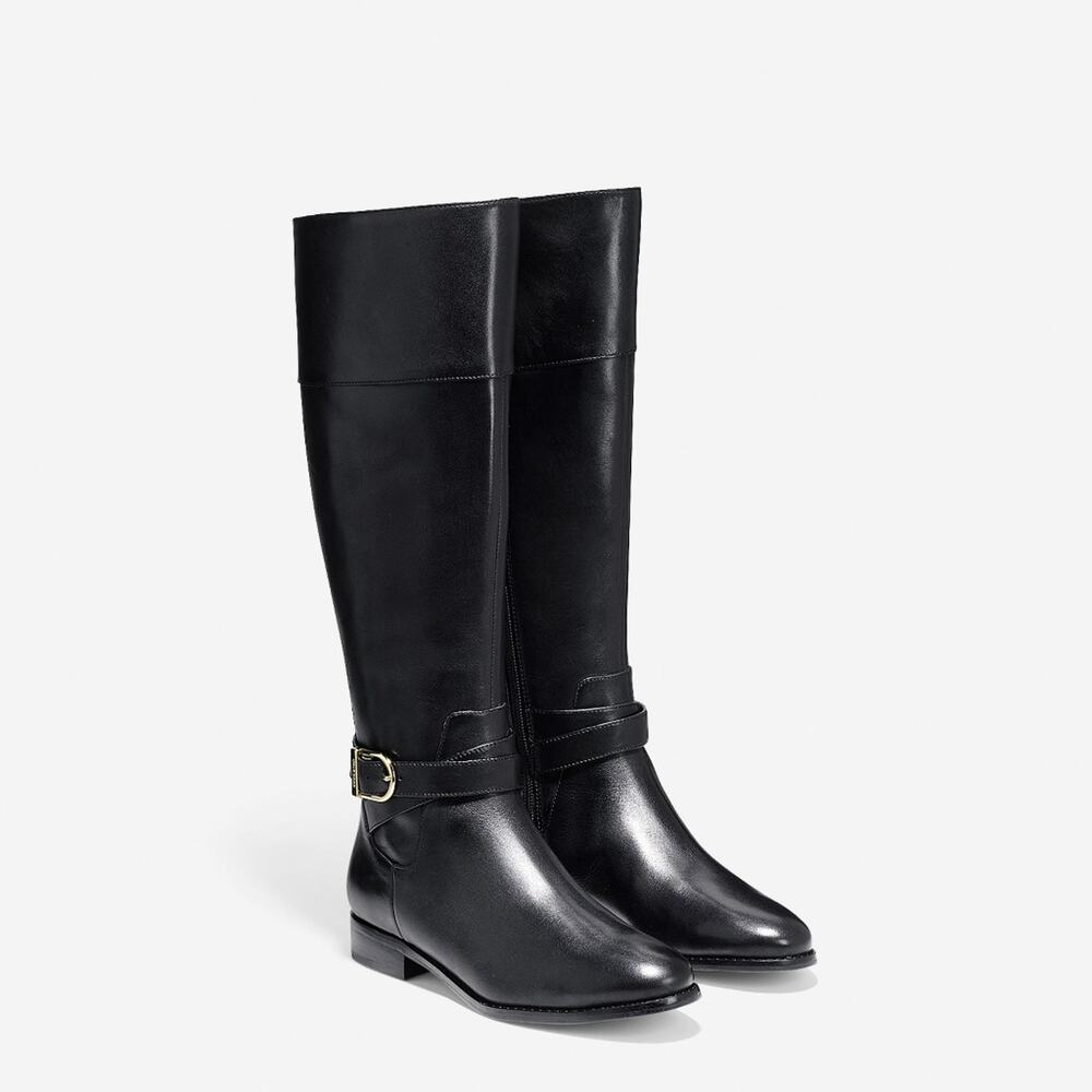 Cole Haan Catskills Riding Black Leather Boots Women Size 5 NIB $348